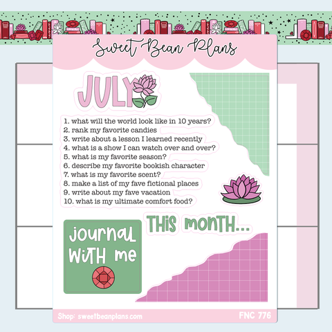 July Journaling Prompts Vinyl Planner Stickers | Fnc 776