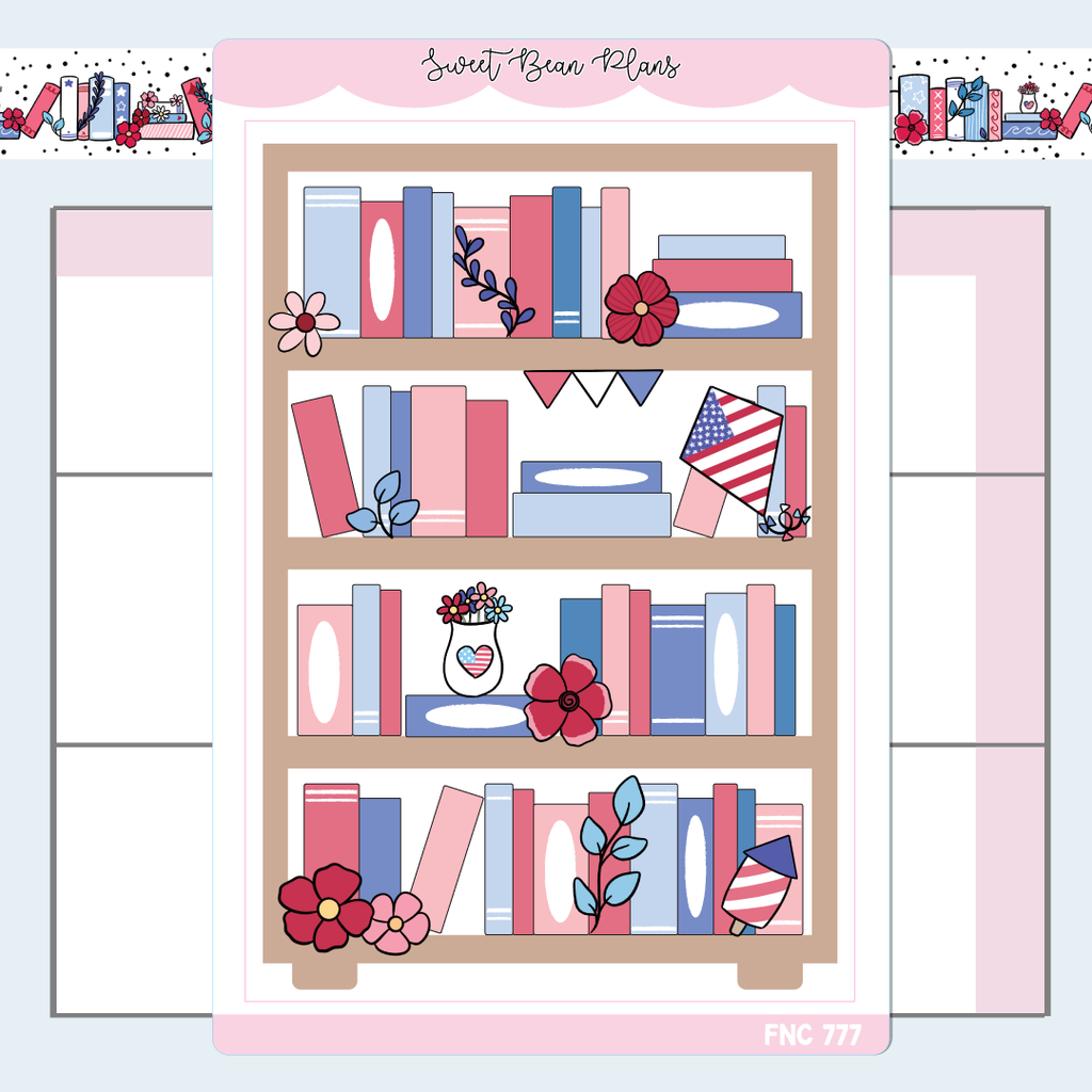 Happy Fourth Bookshelf Large Vinyl Planner Sticker | Fnc 777