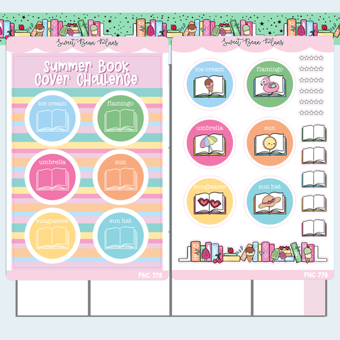 Summer Book Cover Challenge Vinyl Planner Sticker | Fnc 778-79