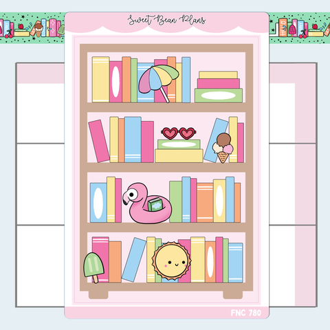 Cool Summer Bookshelf Large Vinyl Planner Sticker | Fnc 780