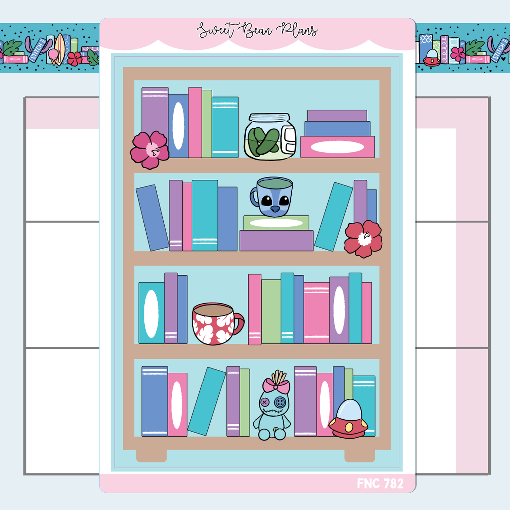 Stitch Bookshelf Large Vinyl Planner Sticker | Fnc 782