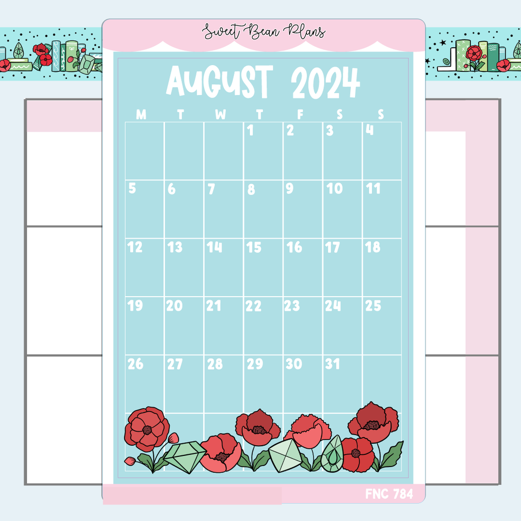 August 2024 Calendar Large Vinyl Planner Stickers | Fnc 784