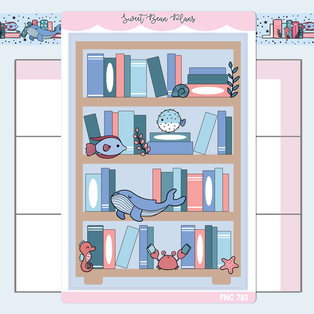 Sea Bookshelf Large Vinyl Planner Sticker | Fnc 783