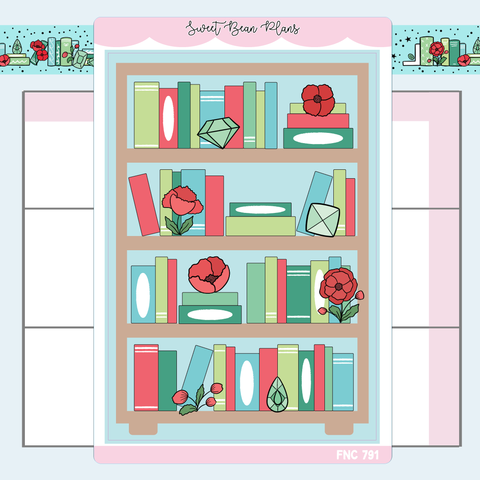 August Bookshelf (2024) Large Vinyl Planner Stickers | Fnc 791