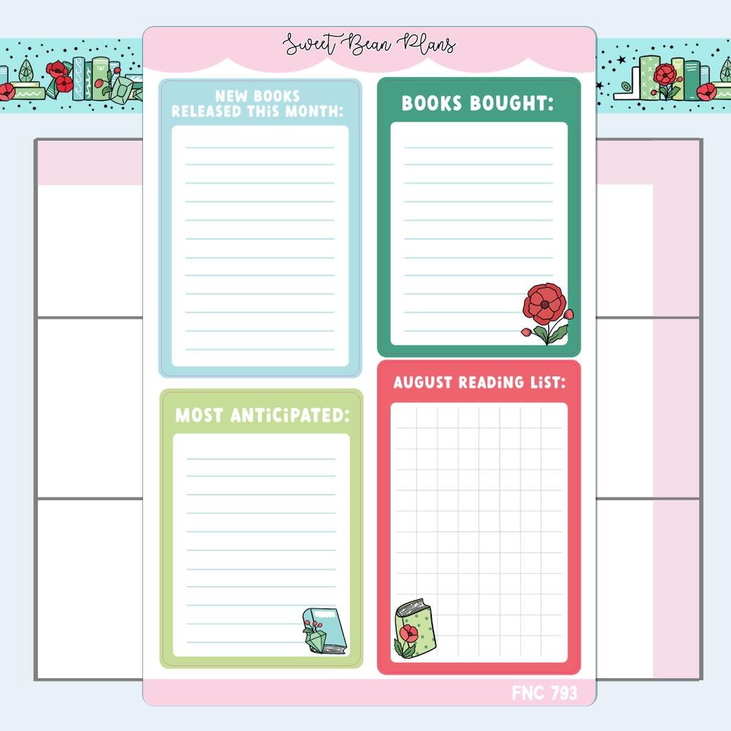 August Reading Functional Vinyl Planner Stickers | Fnc 793