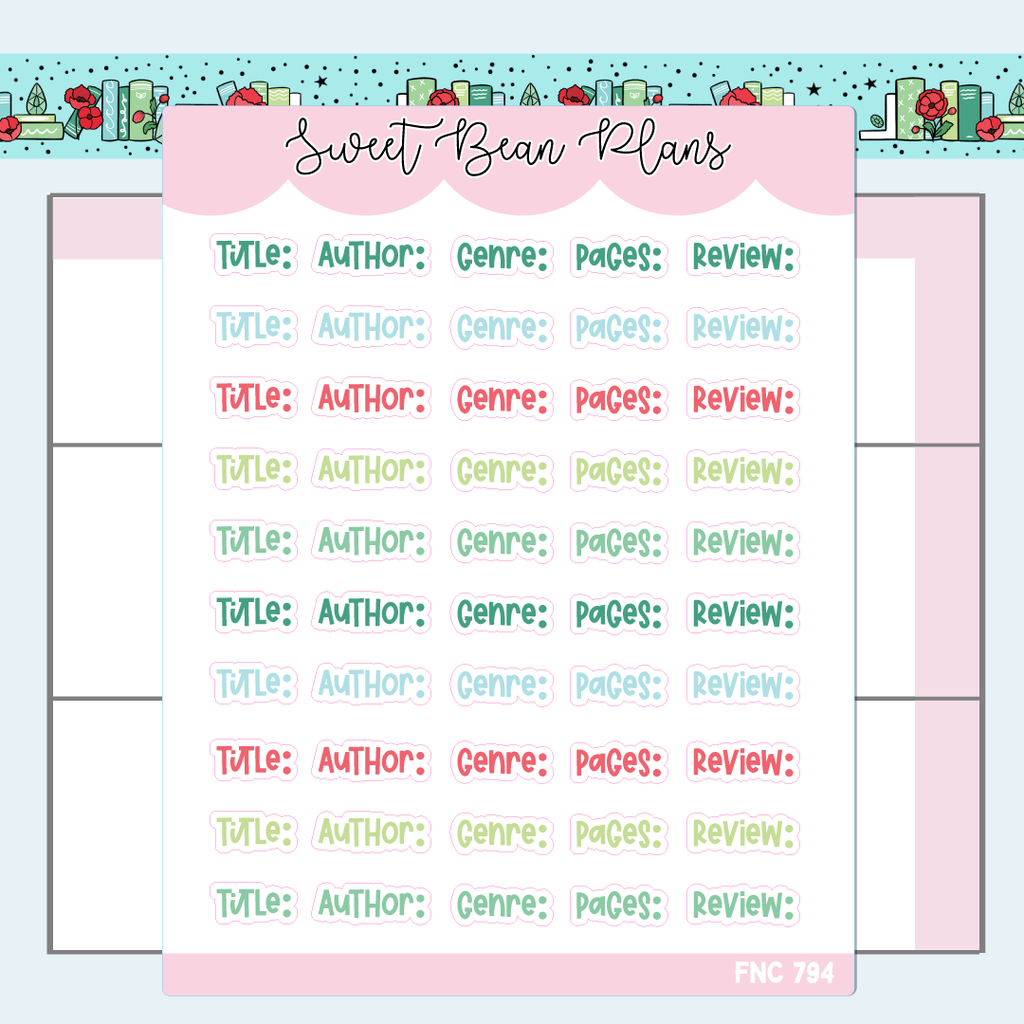 August Reading Words Vinyl Planner Stickers | Fnc 794