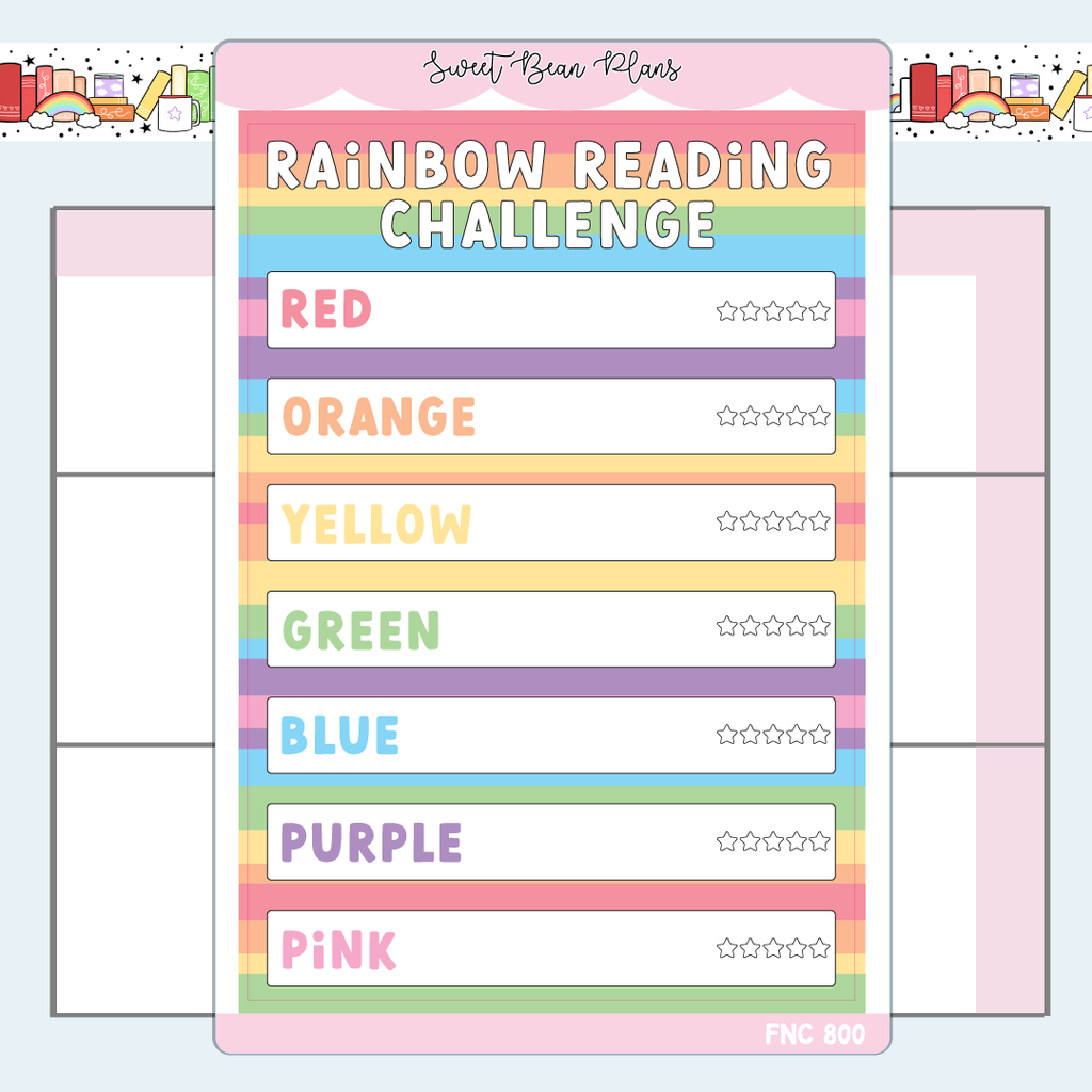 Rainbow Reading Challenge Vinyl Planner Sticker | Fnc 800