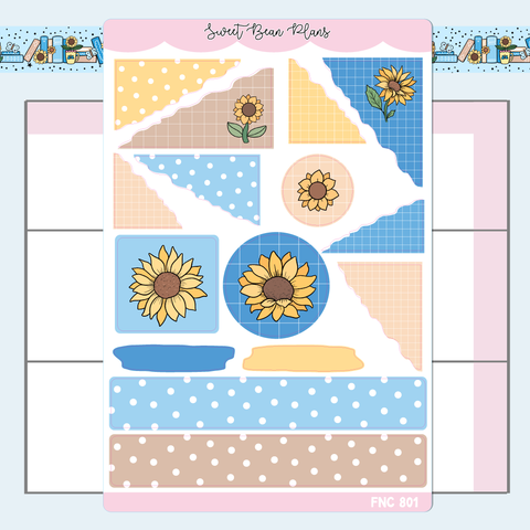 Sunflower Journaling Deco Vinyl Planner Stickers | Fnc 801