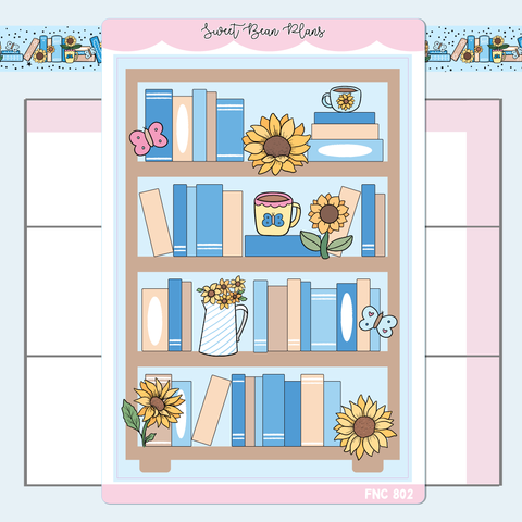 Sunflower Bookshelf Vinyl Planner Stickers | Fnc 802