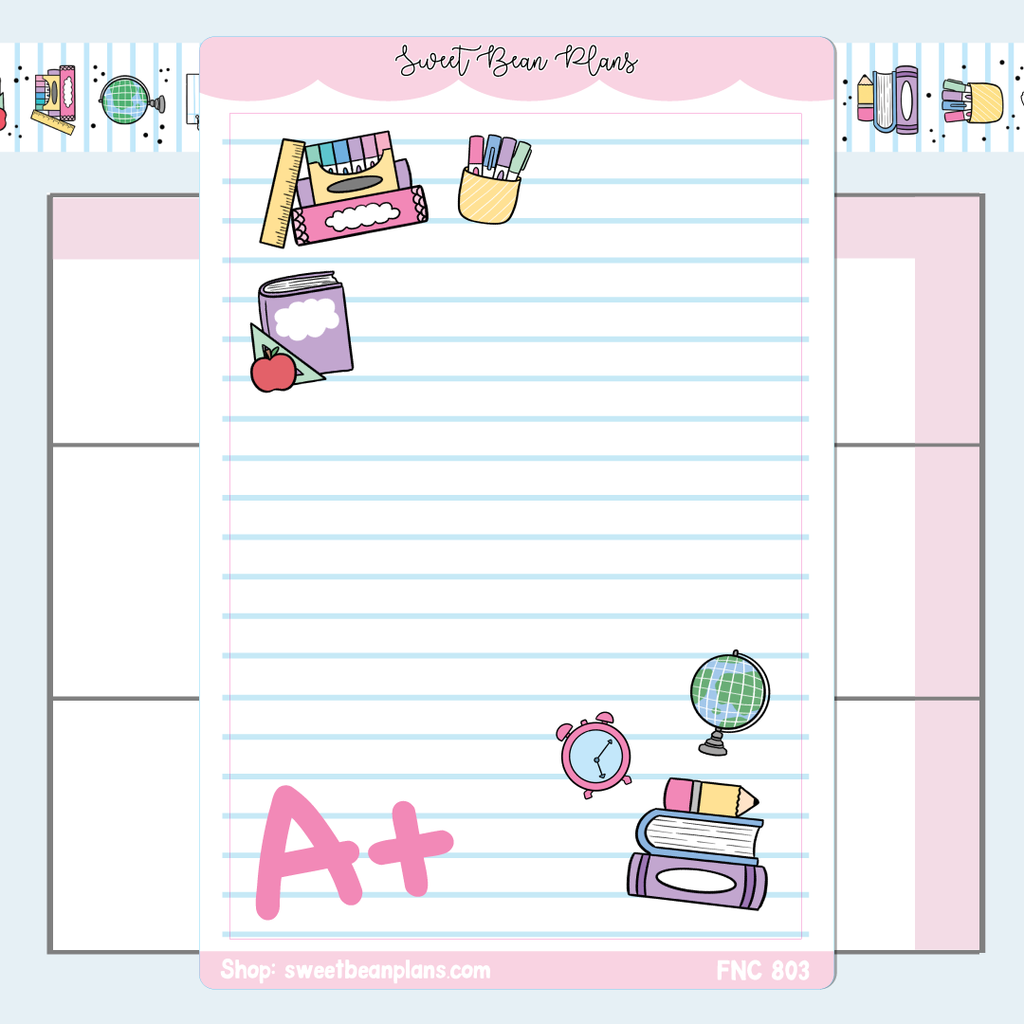 School Doodles Large Vinyl Planner Sticker | Fnc 803