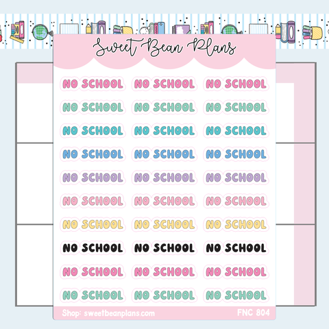 No School Words Vinyl Planner Stickers | Fnc 804