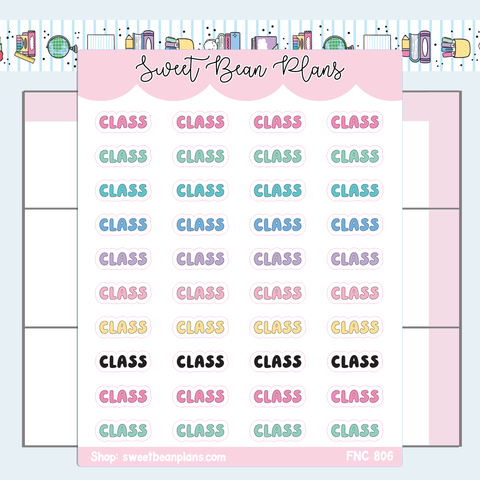 Class Words Vinyl Planner Stickers | Fnc 806