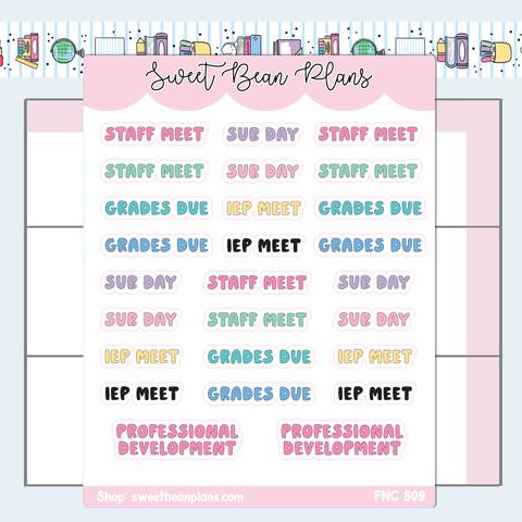 Teacher Words Vinyl Planner Stickers | Fnc 809