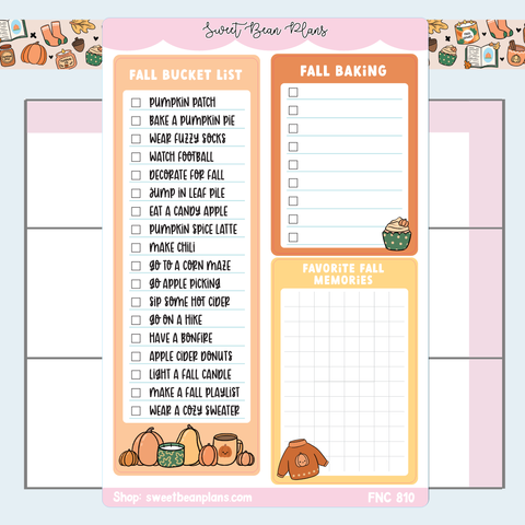 Fall Bucket List Large Vinyl Planner Sticker | Fnc 810