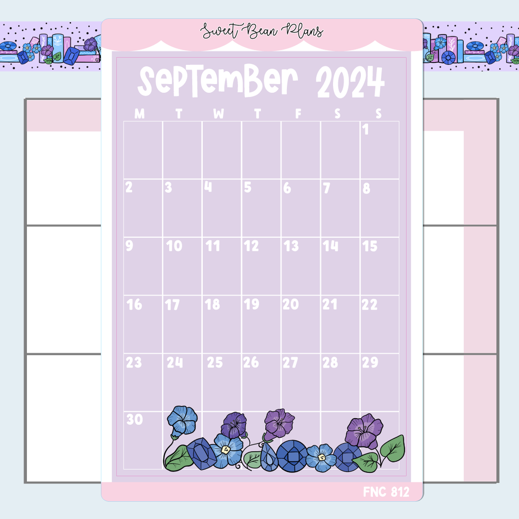 September 2024 Calendar Large Vinyl Planner Stickers | Fnc 812