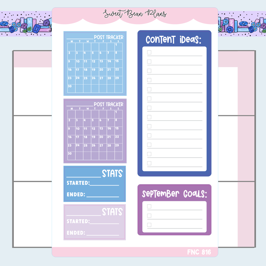 September Social Media Functional Vinyl Planner Stickers | Fnc 816