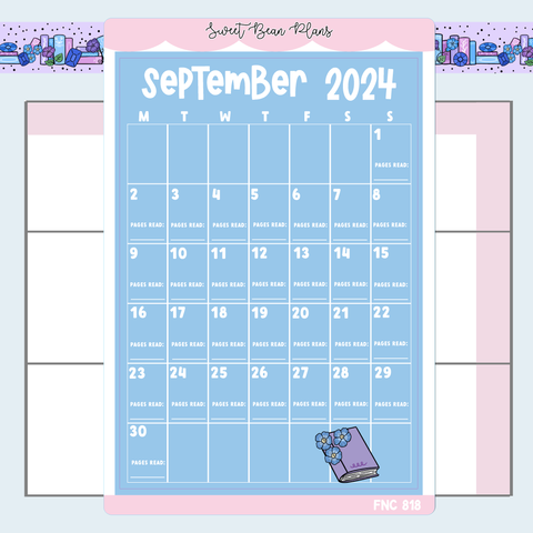 September Reading Calendar Large Vinyl Planner Stickers | Fnc 818