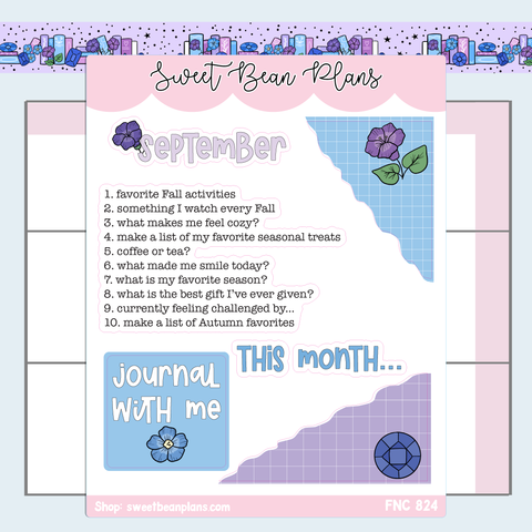 September Journaling Prompts Vinyl Planner Stickers | Fnc 824