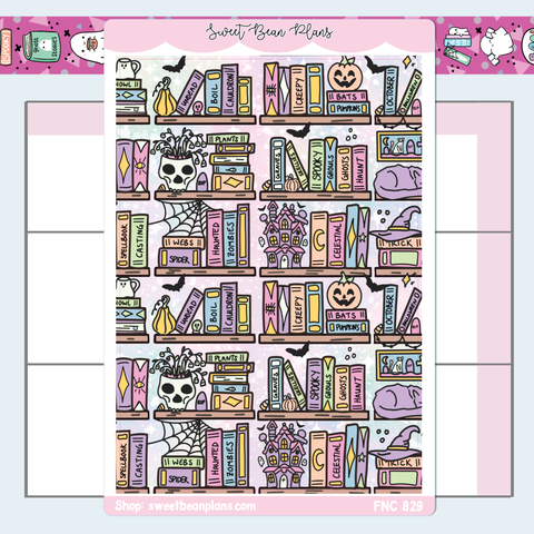 Pastel Halloween Bookshelf Vinyl Planner Stickers | Fnc 829