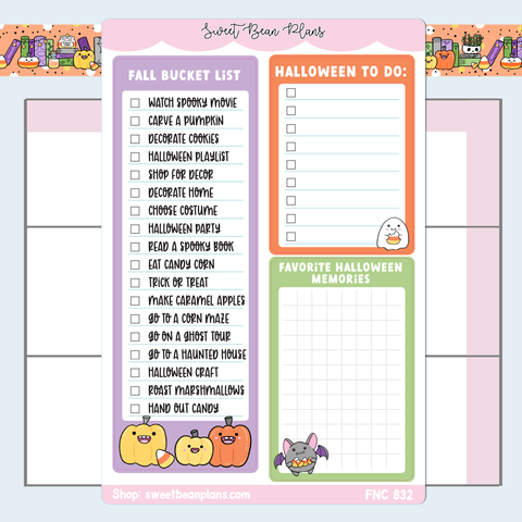 Halloween Bucket List Large Vinyl Planner Sticker | Fnc 832