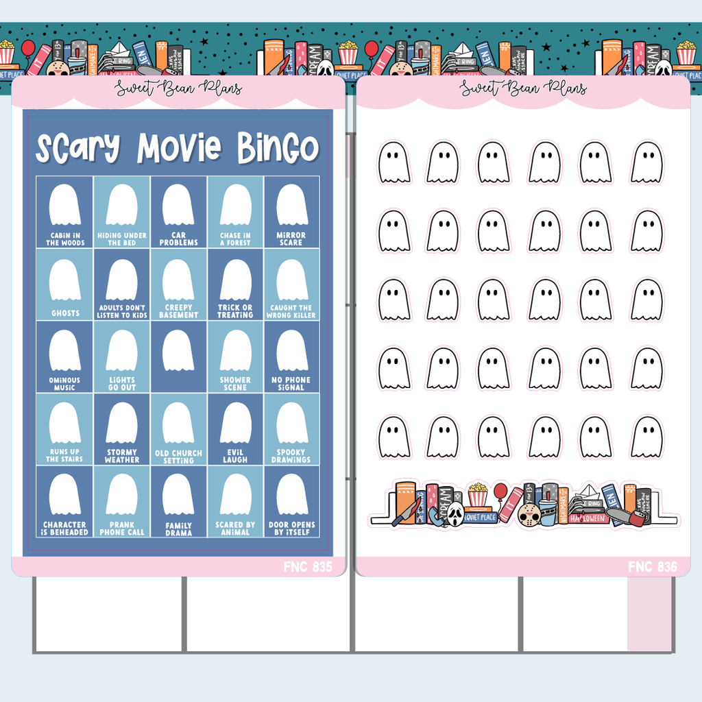 Scary Movie Bingo Vinyl Planner Sticker | Fnc 835-836