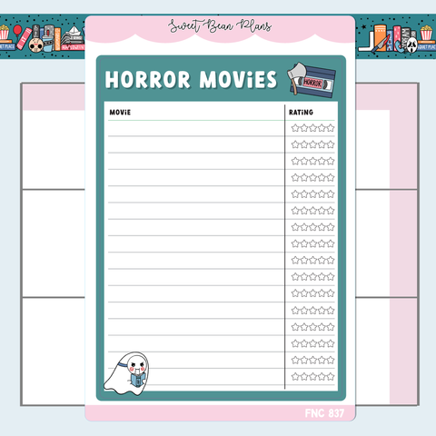 Horror Movies Tracker Vinyl Planner Sticker | Fnc 837