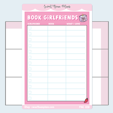 Book Girlfriend Tracker Vinyl Planner Sticker | Fnc 839