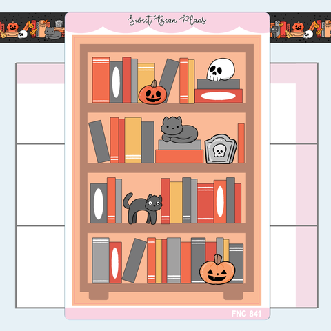 Halloween Bookshelf Large Vinyl Planner Sticker | Fnc 841