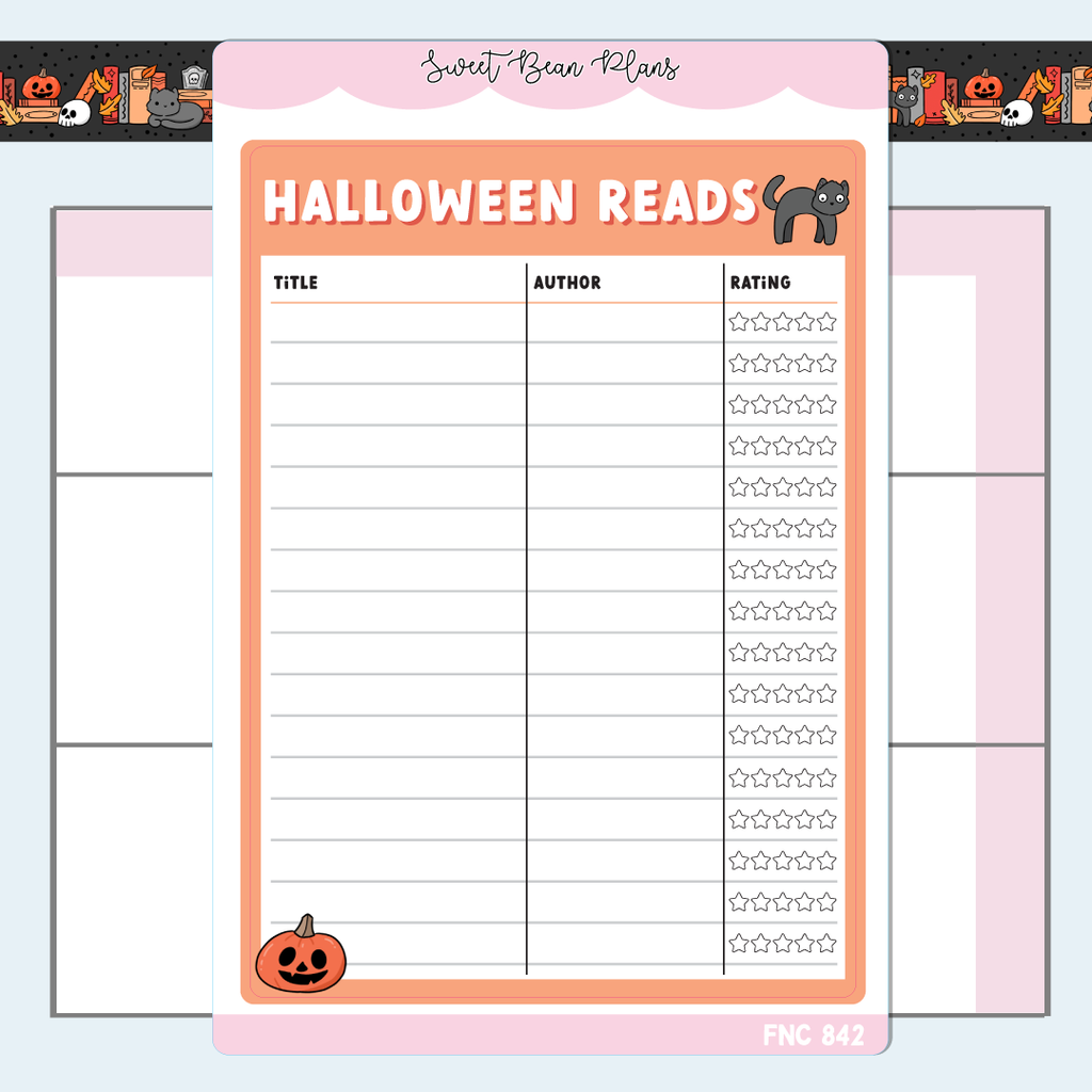 Halloween Reads Tracker Large Vinyl Planner Sticker | Fnc 842