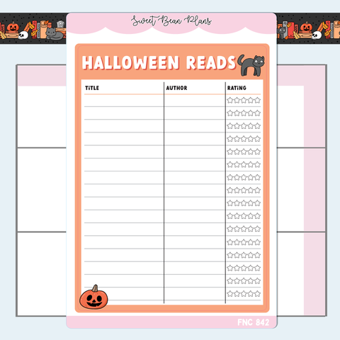 Halloween Reads Tracker Large Vinyl Planner Sticker | Fnc 842