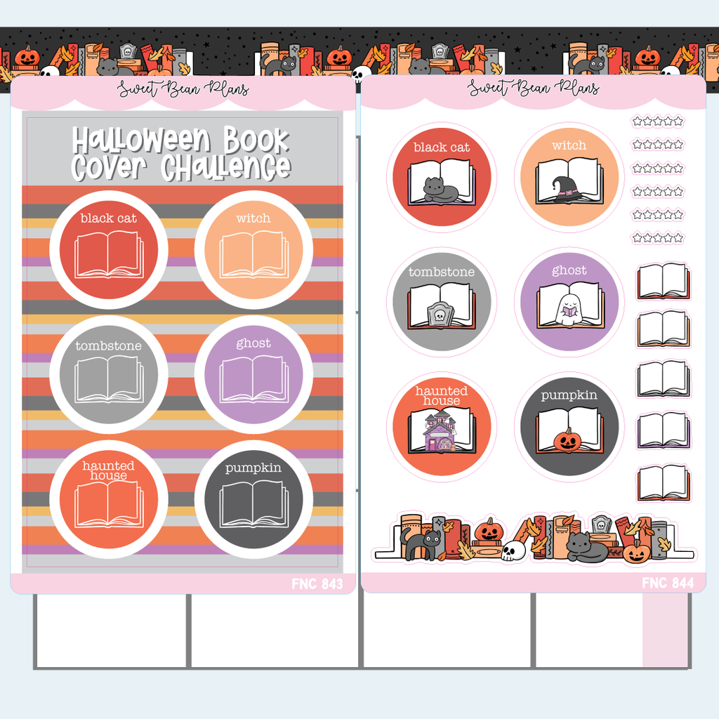 Halloween Book Cover Challenge Vinyl Planner Sticker | Fnc 843-44