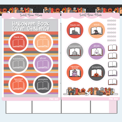 Halloween Book Cover Challenge Vinyl Planner Sticker | Fnc 843-44