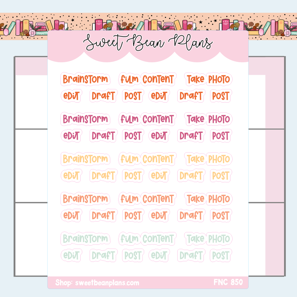 October Social Media Words Vinyl Planner Stickers | Fnc 850