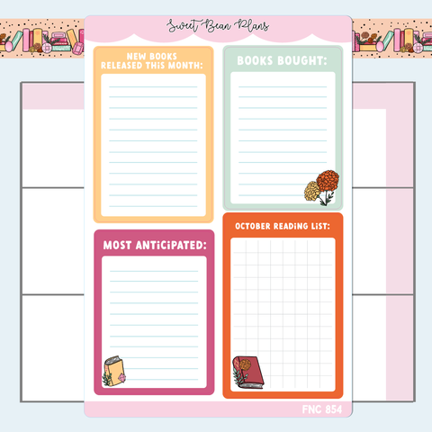 October Reading Functional Vinyl Planner Stickers | Fnc 854