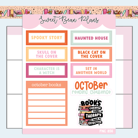 October Reading Challenge Vinyl Planner Stickers | Fnc 856