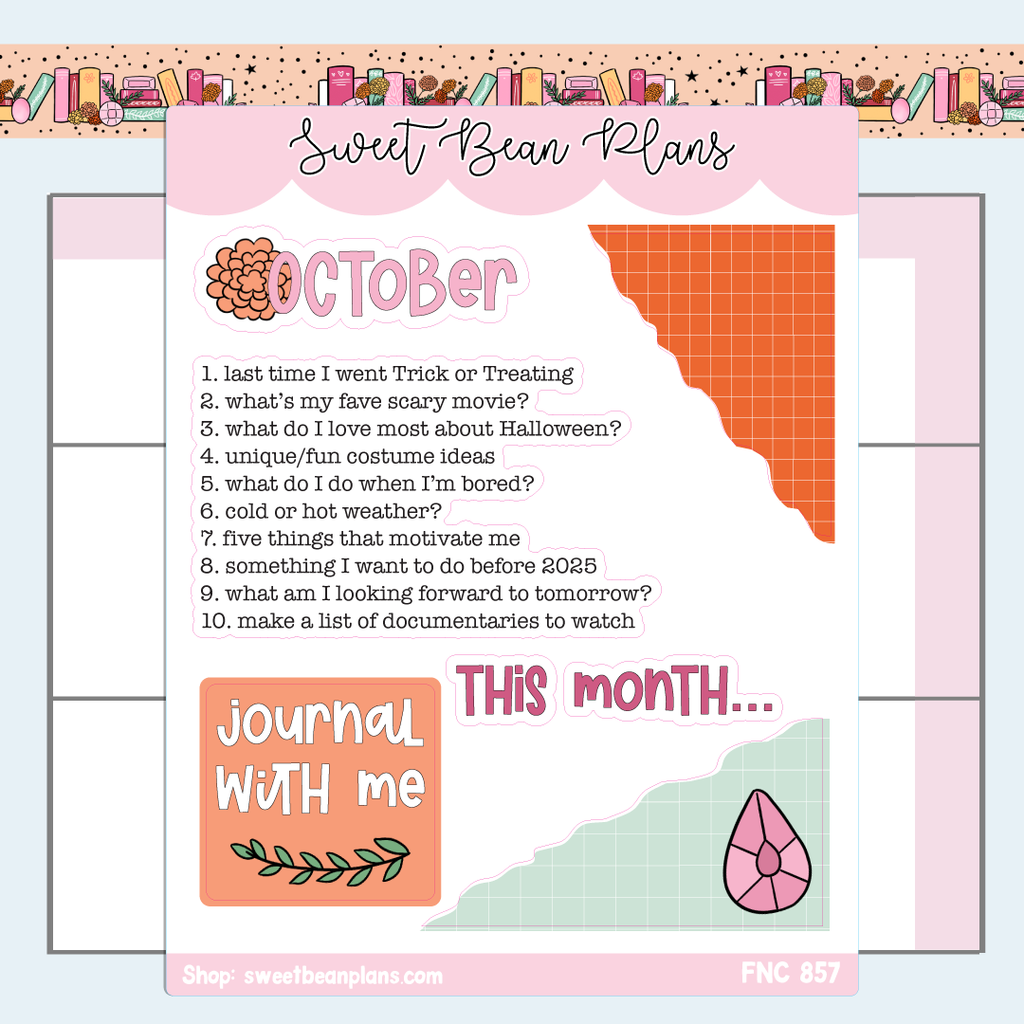 October Journaling Prompts Vinyl Planner Stickers | Fnc 857