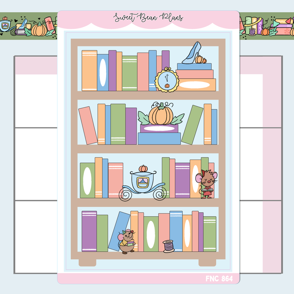 Fall Princess Bookshelf Large Vinyl Planner Sticker | Fnc 864