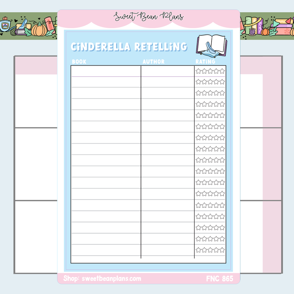 Cinderella Retelling Tracker Vinyl Planner Stickers | Fnc 865