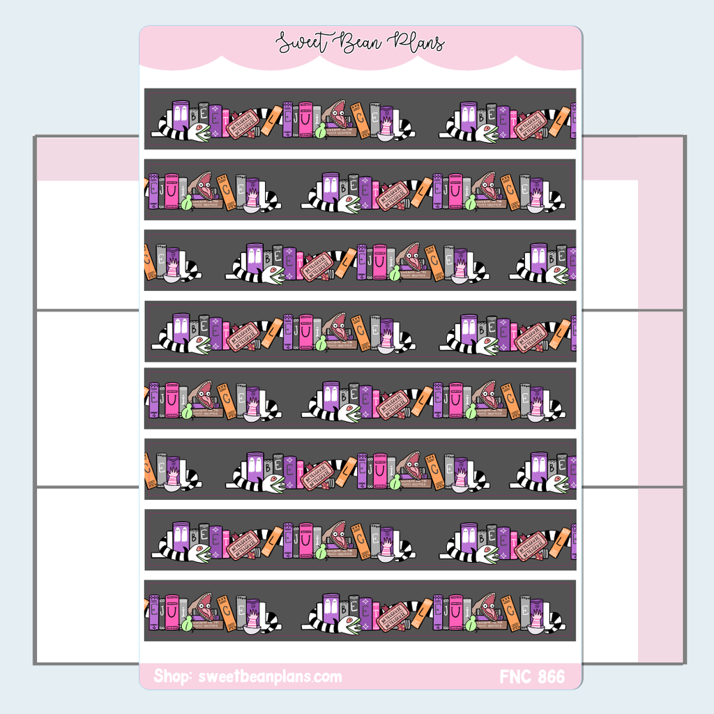 Beetlebean Bookshelf Washi Strip Vinyl Planner Stickers | Fnc 866