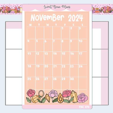 November 2024 Calendar Large Vinyl Planner Stickers | Fnc 870