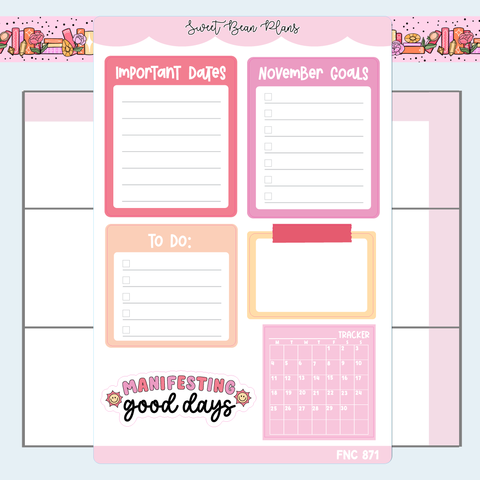 November Functional Vinyl Planner Stickers | Fnc 871