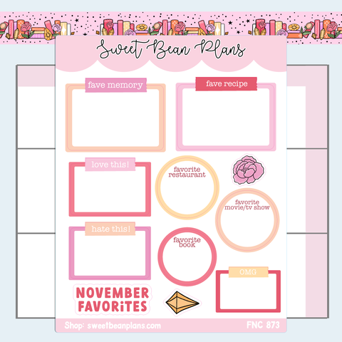 November Faves Vinyl Planner Stickers | Fnc 873