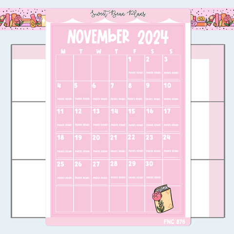 November Reading (2024) Calendar Large Vinyl Planner Stickers | Fnc 876