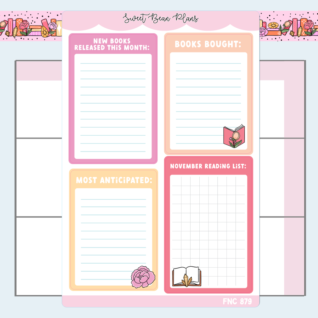 November Reading Functional (2024) Vinyl Planner Stickers | Fnc 879