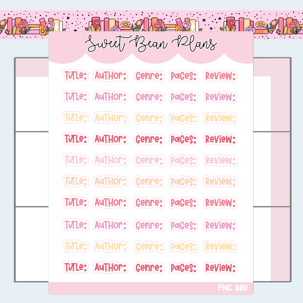 November Reading Words Vinyl Planner Stickers | Fnc 880