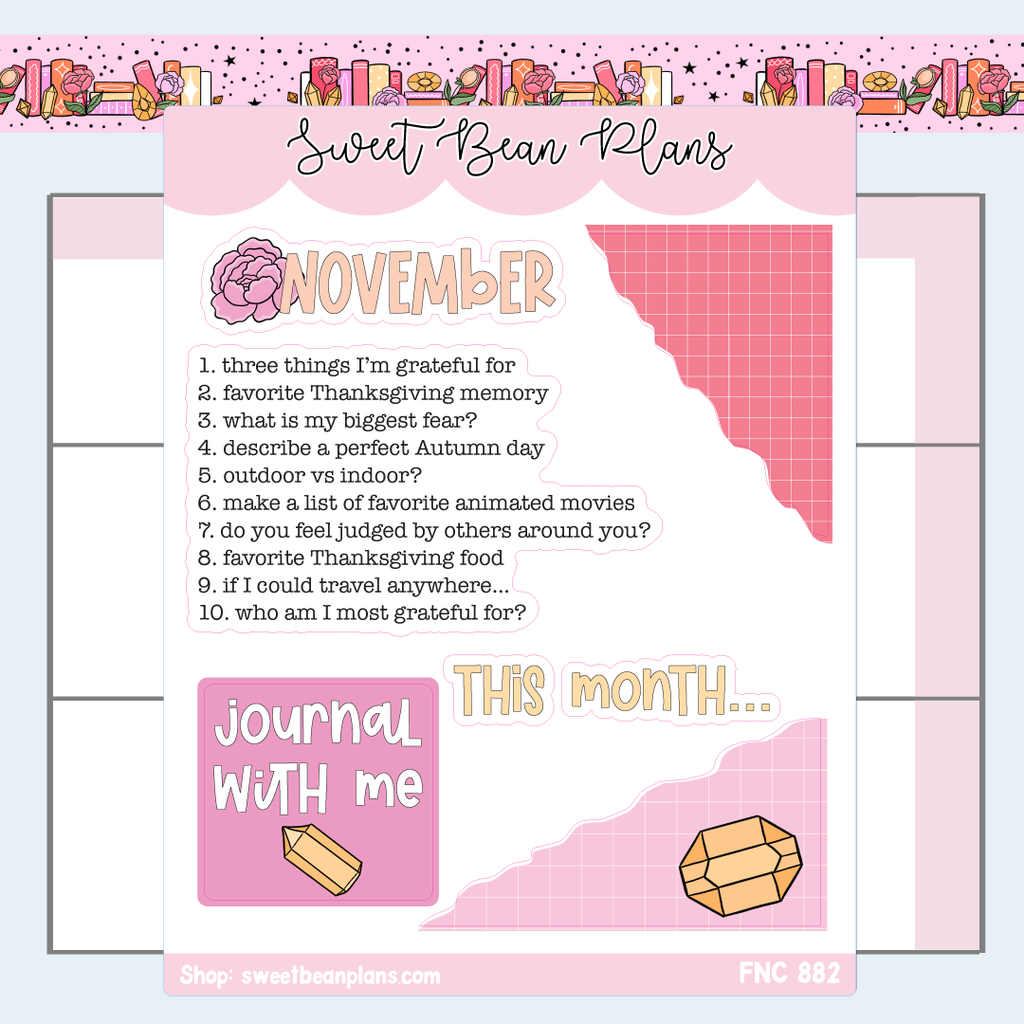 November Journaling Prompts Vinyl Planner Stickers | Fnc 882