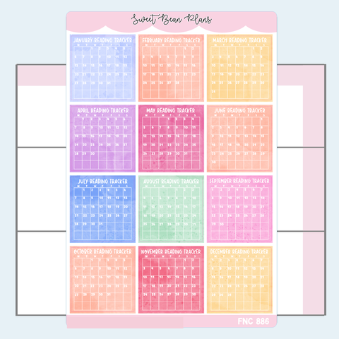 2025 Reading Calendars Color Vinyl Planner Stickers | Fnc 886