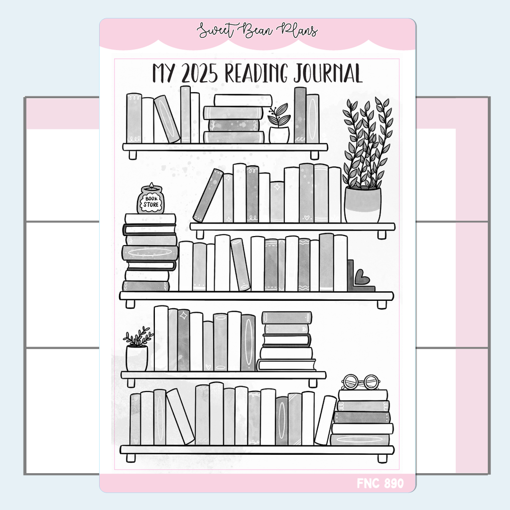 2025 Reading Journal Cover Neutral Vinyl Planner Stickers | Fnc