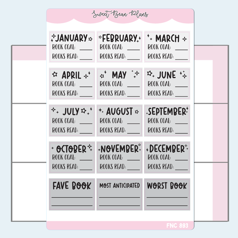 2025 Reading Stats Neutral Vinyl Planner Stickers | Fnc 893