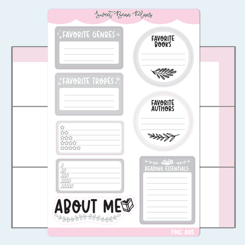 2025 Reading About Me Neutral Vinyl Planner Stickers | Fnc 895